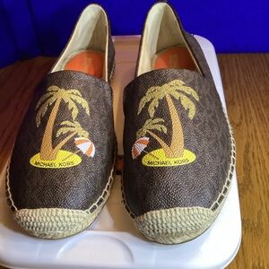 Michael Kors Brown Loafers with Palm Design